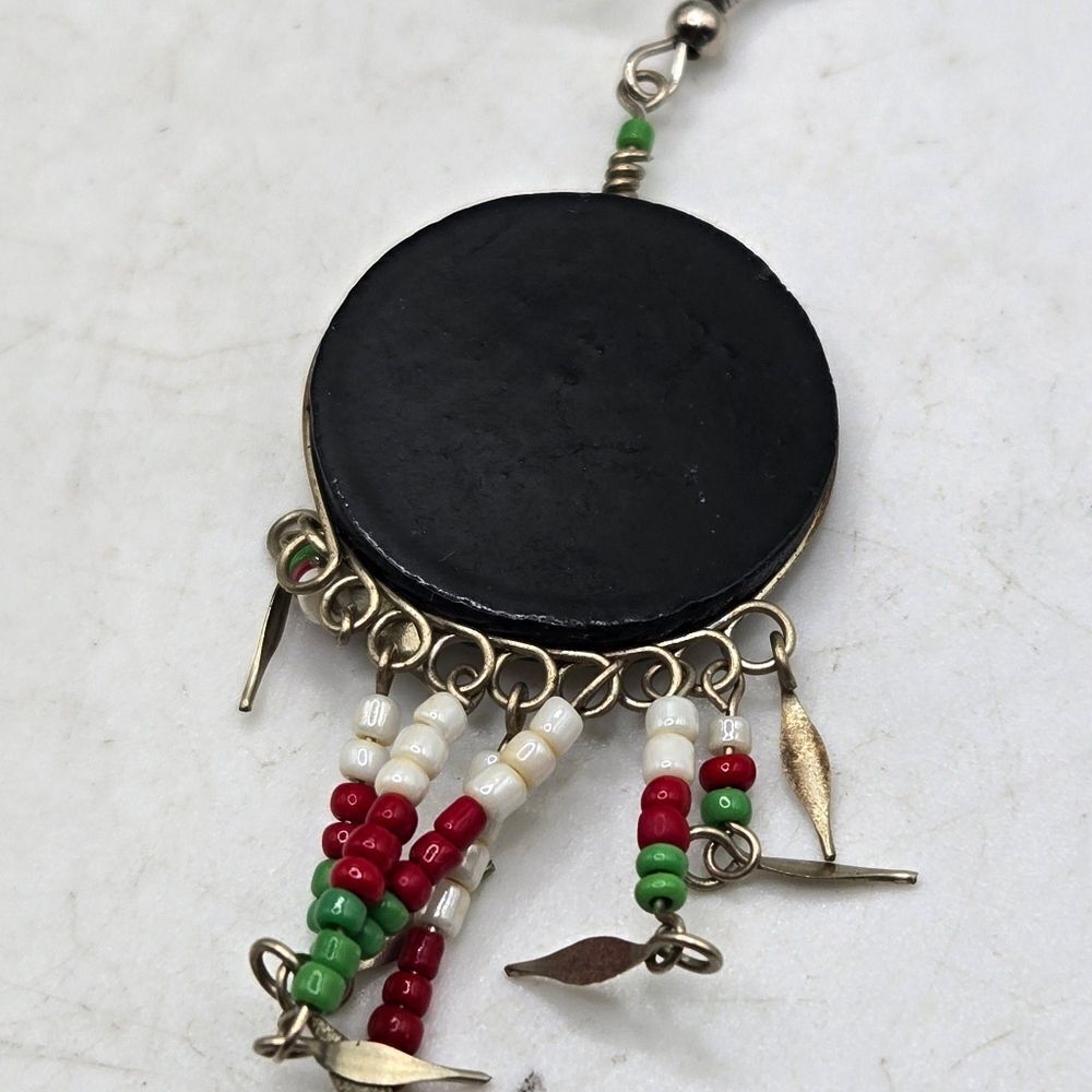 "5/$25" Mismatched Ethnic Dragon Lizard Brass Shell Bead Dangle Earrings - Picture 8 of 9